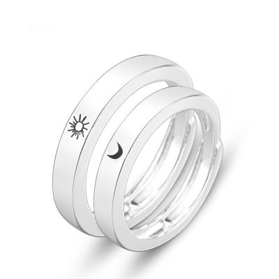 China Fashion Romantic Minimalist Silver 925 Rings Couple Jewelry Ring Sun And Moon Ring for sale