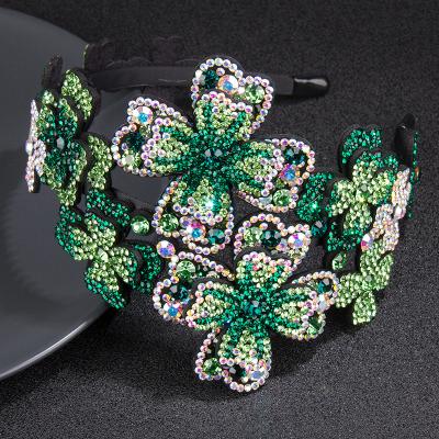 China 2021 Flower Hair Band Wide Women Accessories Rhinestone Flower Hair Band Female Headband Accessories for sale