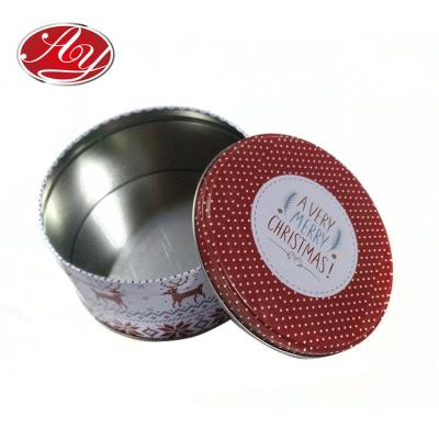 China Tin Box Christmas Packing Metal Tin Can Round Tin Box for sale