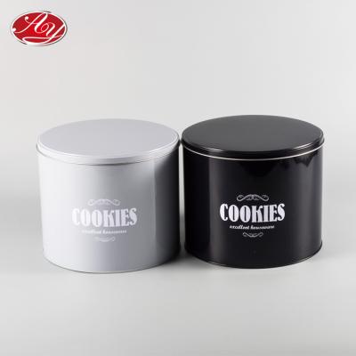 China High Quality Plain Material Eco-friendly And Recyclable Tin Box Round Tin Can Black And White for sale