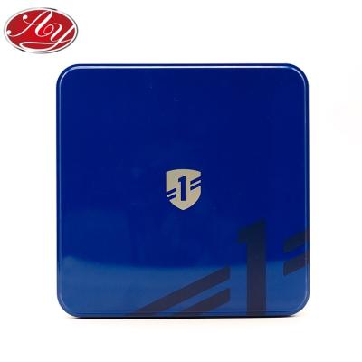 China Wholesale High Quality Eco - Friendly And Recyclable Material Custom Printed Blue Square Tin Box for sale