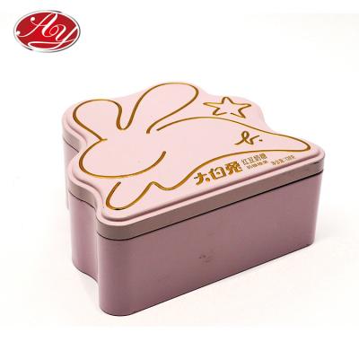 China New Eco-friendly And Recycleable Two Piece Metal Material Design Bunny Shape Box Candy Tin Box for sale