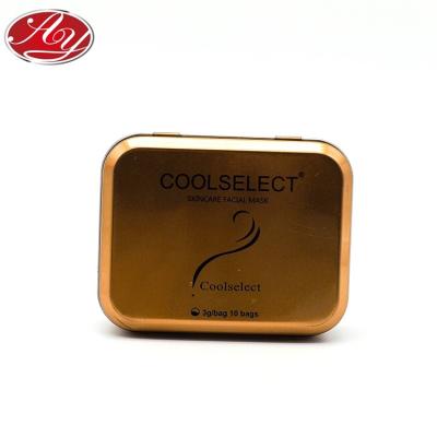 China Eco-Friendly And Recycleable Material Custom Embossed Gold Hinged Lid Small Tin Can for sale