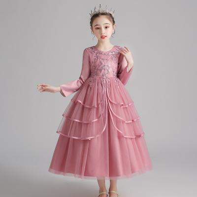 China Custom Made High Quality Anti-Static Maxi Ball Gown Embroidery Children Girls Winter Clothes Dresses Party for sale