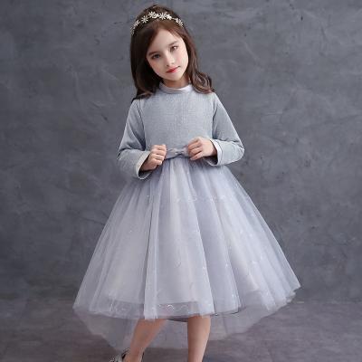 China Breathable Organza Satin Embroidery Custom Ball Gown 10 Year Gray Baby Girl Pincess Bow Dresses Party Dress for sale