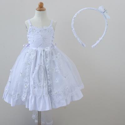 China Wholesale Embroidery White Ball Gown Breathable 3 Beading Newborn Mesh Baby Girl Saptism Dress for sale