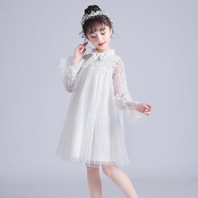 China White Long Sleeve Organza Breathable Custom Casual Bow Embroidery Kids Wears Girl Dress Party for sale