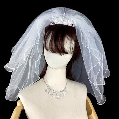 China Girl's white veil communion first veil crown design veils for girls for sale