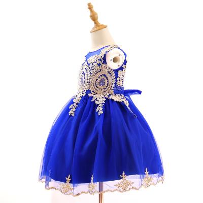 China Wholesale Girls Dresses 2021 Sleeveless Ball Gown Lace Embroidery Lace T-Length Girls Dresses Kids Dress for sale