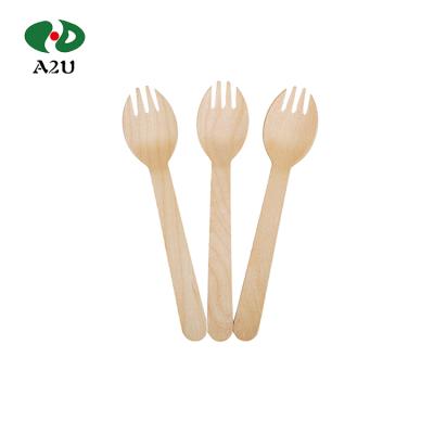 China Single Standard Size Small Disposable Wooden Spork for sale