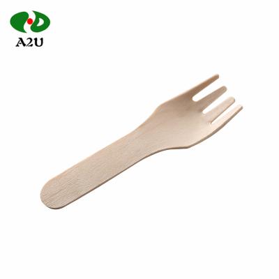 China Single Biodegradable Birch Wood Disposable Fork 75mm Small for sale