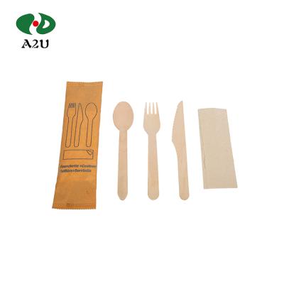 China Large Biodegradable Disposable Eco-Friendly Disposable Wooden Cutlery Set for sale