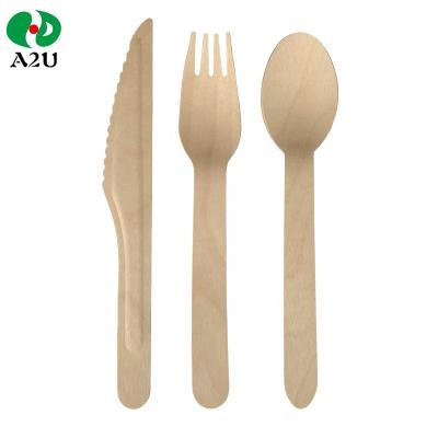 China Birch Wood Biodegradable Eco - Friendly Disposable Wooden Forks Small Ice Cream Spoons Cutlery Set for sale