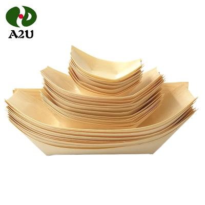 China Sustainable Manufacturer Hot Sale Natural Healthy Japanese Luxury Pine Wood Sushi Boats for sale