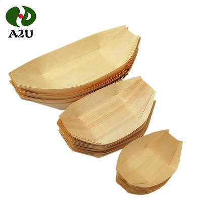 China Factory Price Sustainable Healthy Japanese Food Carving Wooden Sushi Boat for sale