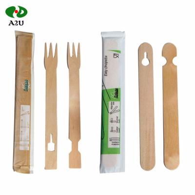 China Picnic Disposable Wooden Fork Chopsticks A2U-006 240mm Length for sale