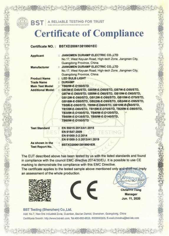 CE - Jiangmen Duramp Electric Co., Ltd.