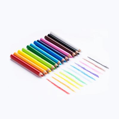 China Office& School& Easy To Judge Half Size 12 Colors Mini Color Wooden Pencil Short Colored Pencil Set Mini Gift For Baby Kids for sale