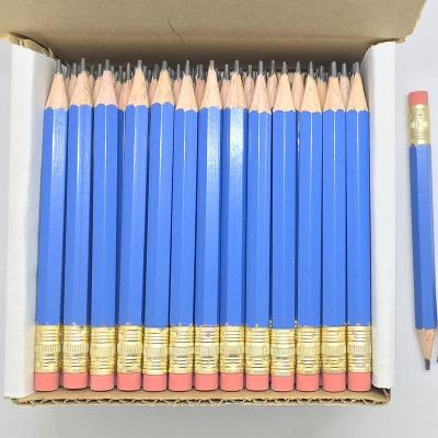 China office & School Pencil Promotional 3.5 Inch Half Size Nature Mini HB Graphite Wooden Golf Pencil With Eraser Novelty Pencil For Kids for sale