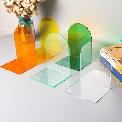 China OEM/ODM Custom Standing Acrylic Heavy Duty Bookends Trapezoidal Colorful Acrylic Bookends Set for sale