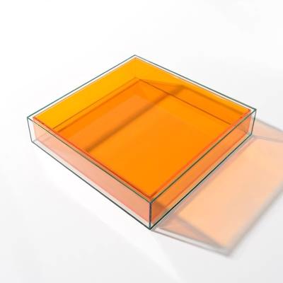 China OEM / ODM Large Tray Lucite Acrylic Orange Table Tray Orange Back Triangle Case for sale