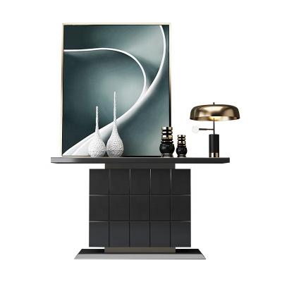 China Popular luxury modern stainless steel black base creak design hotel bedroom cabinet living room console CS-002 for sale