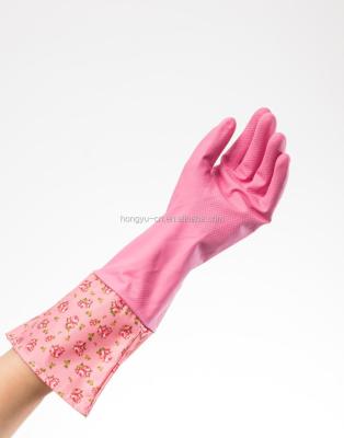 China Durable Colored Long Sleeve Latex Gloves Work Rubber Gloves With Fashion Gloves Designs for sale