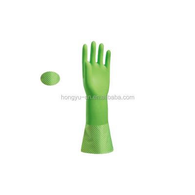 China Green Color Durable Extra Long Flock Lined Rubber Gloves And Hand Glove Manufacturers In China for sale