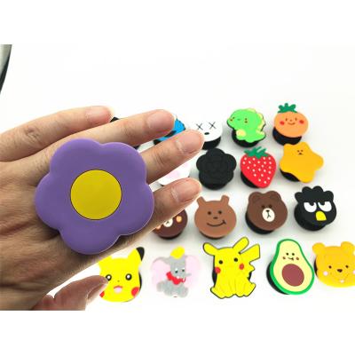 China Factory Wholesale Adjustable Size PVC Silicone Phone Socket Cartoon Design Anime Expandable Phone Grips For Promotional for sale