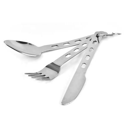 China Stainless Steel Metal Spork Camping Cutlery Army Flatware Set Camping Camping Cutlery for sale