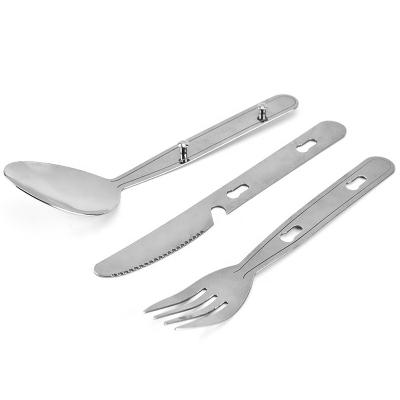 China Factory Carry Stainless Steel Outdoor Camping Cutlery Military Knife Spoon And Fork Camping Camping Direct Easy Cutlery for sale