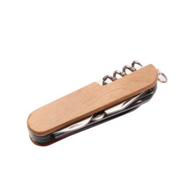 China New Arrival Outdoor Camping Wood Handle Stainless Steel Knife Folding Swiss Army Pocket Knife for sale