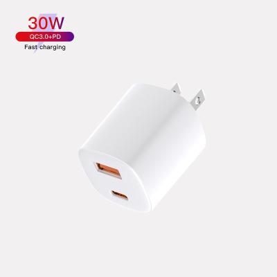 China 30W Mobile Phone Palladium Universal USB-C+USB Charger Adapter 30W Charger 2 Fast Left Wall Fast USB Travel Charger for sale