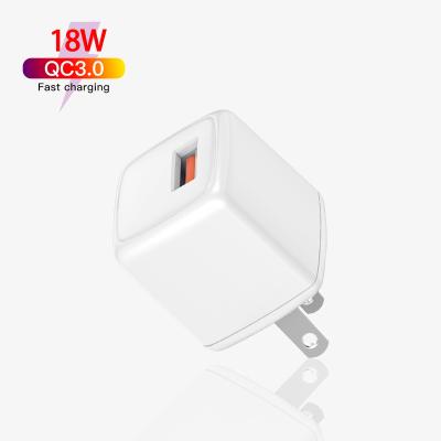 China 18W Mobile Phone QC Mobile Phone USB Fast Charger USA Plug In High Quality Charger Power Adapter Travel Charger for sale