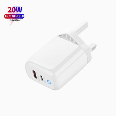 China QC 3.0 Mobile Phone 20W USB Mobile Phone Charger PD3.0 Uper Charger USB Travel Charger Fast Charging Type C for sale