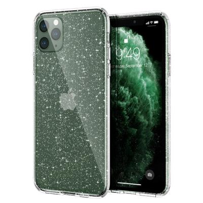 China Anti-drop Glitter Crystal Hard Back With Soft TPU Bumper Slim Bling Shiny Clear Case For iPhone 11 Pro Case Max Glitter for sale