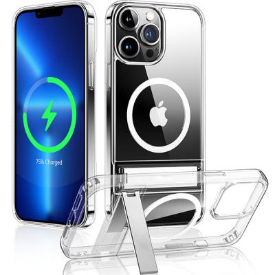 China Crystal Clear Magnetic Shockproof Shockproof Transparent Phone Case Holder With Magsafe Case For iPhone 13 Pro Max for sale