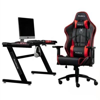 China Factory price modern multifunctional metal frame Z shape game table gamer computer packing gaming desk for sale