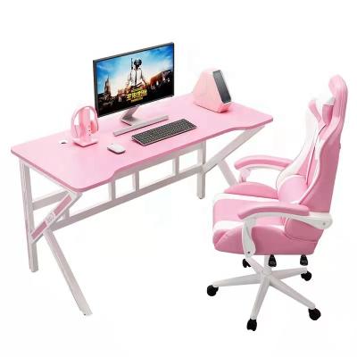 China Convertible Modern Cheap Adjustable PC Computer Gaming Desk Pink Gaming Chair And Table Set for sale