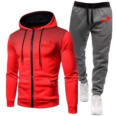 China Viable new fashion men's autumn and winter brand suit zipper hoodie pants casual two sports sweater suit for sale