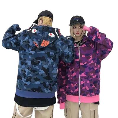 China Autumn Couples Japanese Shark Camouflage Anti-wrinkle Bape Hoodie First Student Jacket Korean Sweater for sale