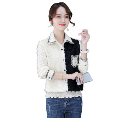 China Spring 2020 new fashion comfortable slim comfortable lace lapel blouse women's western short push-up shirt for sale