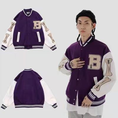 China Embroidery Letters Breathable Loose Stitching Streetwear Flocking Print Harajuku Baseball Unisex Optional Jacket Plus Size Jackets for sale