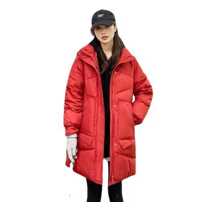 China The tide of Duck Down Jacket Women Korean loose white bread jacket fashion new women's down jacket waterproof red women's 2021 for sale