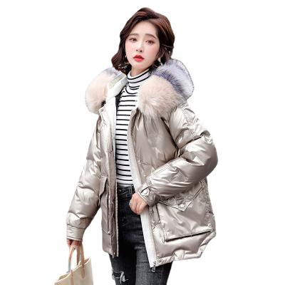 China Waterproof bright-faced down jacket women's 2021 new winter short white duck down jacket Korean version of the no-wash coat of the down jacket small tide for sale