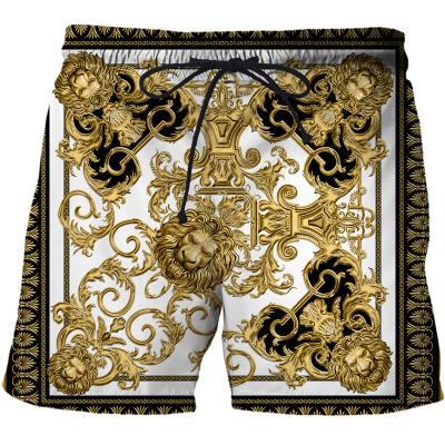 China Viable Novelty 3D Gold Print Chained Baroque Shorts 2021 Summer Style Pants Luxury Royal Mens Clothing Hip Hop Shorts for sale