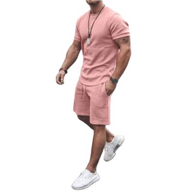 China Fashion QUICK DRY men's summer T-shirt shorts suit leisure two-piece sports fitness short-sleeved suit for sale