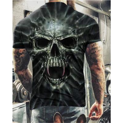 China QUICK DRY Skull Printed T-shirt 2021 Summer New For Men's Casual Oversized Short Sleeve Clothes Streetwear Hip Hop 3D Printing Top Tees for sale