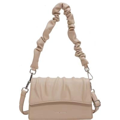 China Others Wholesale Leisure Girls Small Casual Tote Bottom Pleated Soft Leather Handle Bags Women Ladies Handbags for sale