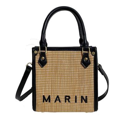 China Lady 2022 Summer Casual Tote Bags Woven Women Embroidery Letters Ladies Shoulder Messenger Purses Beach Vocation Handbags for sale